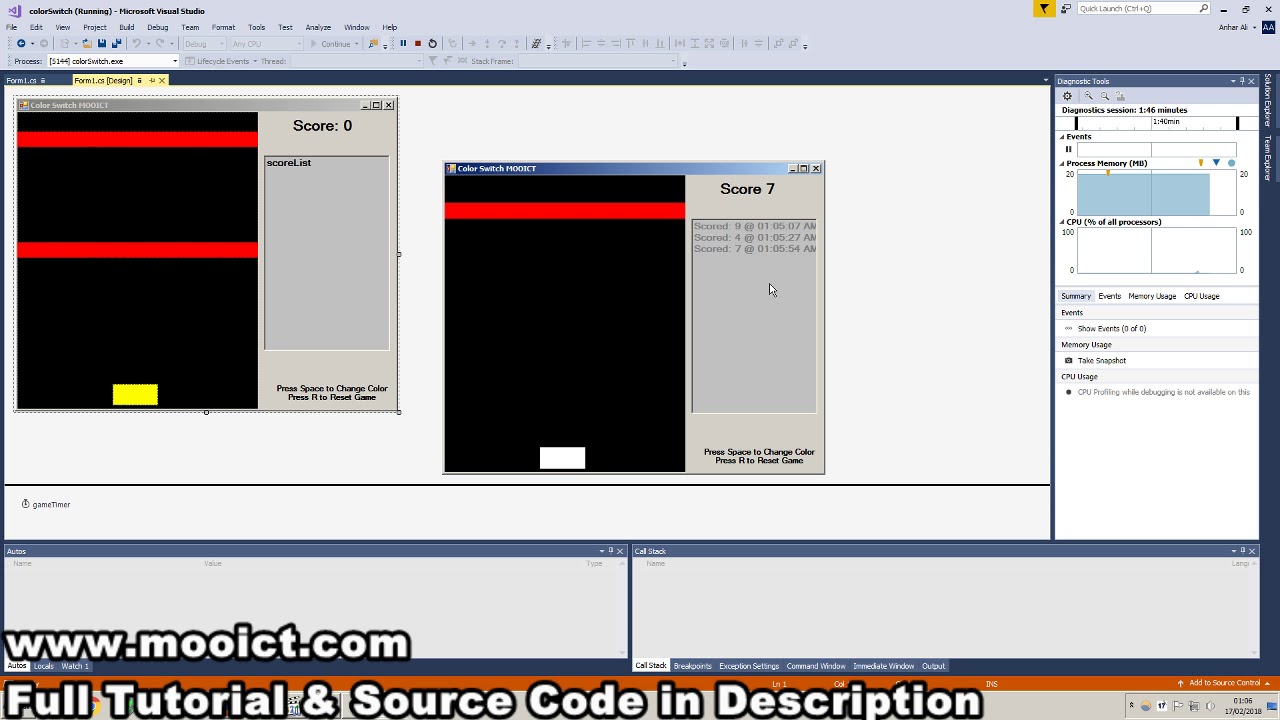 C# Tutorial &ndash; Create a simple Color Switch game in Visual Studio