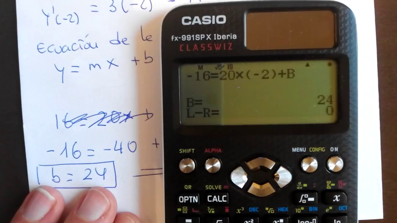 Obtener la ecuación de la recta tangente usando la calculadora Casio fx-991 (fx-570) classwiz