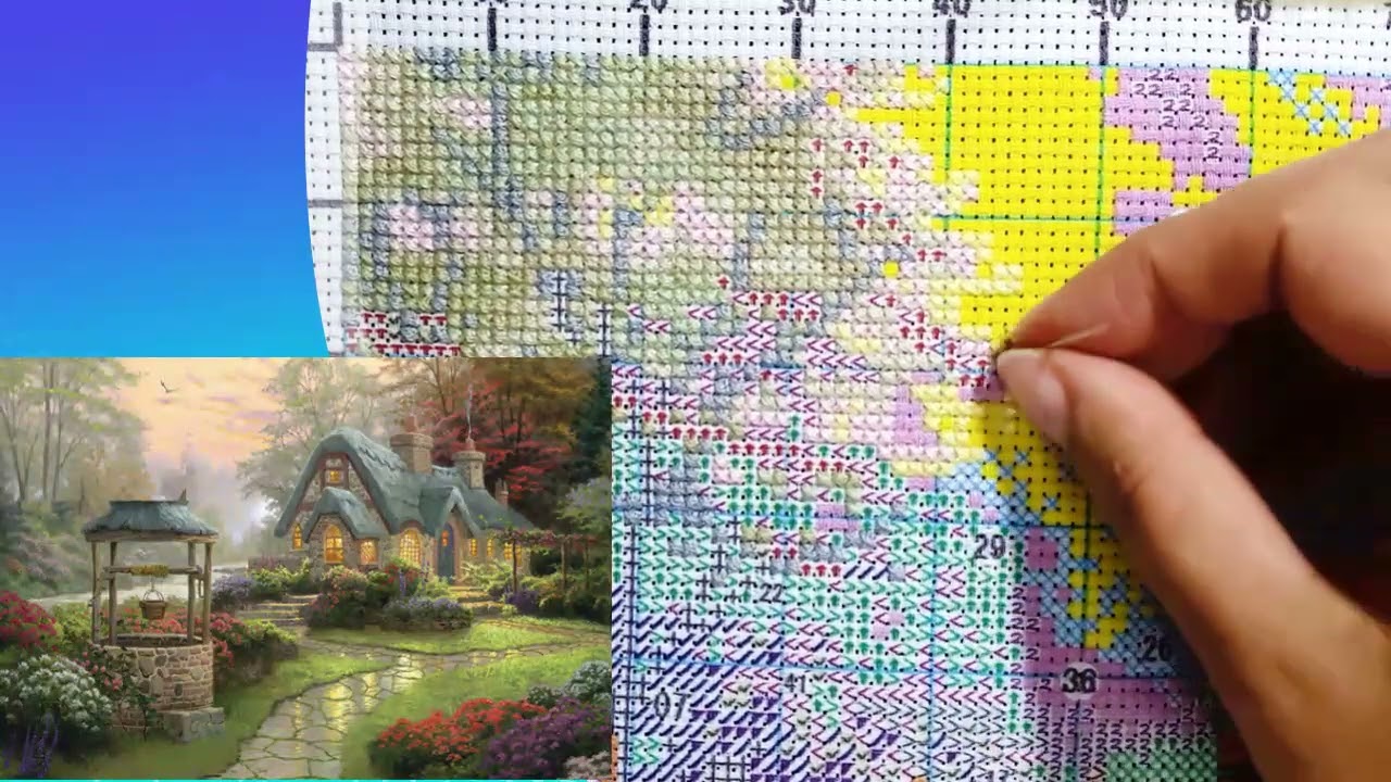 FLOSSTUBE #124 Stitch With Me / Dream Garden / cross stitch / 십자수 / 11ct / ASMR / 수틀 뒤집지않고 수놓기