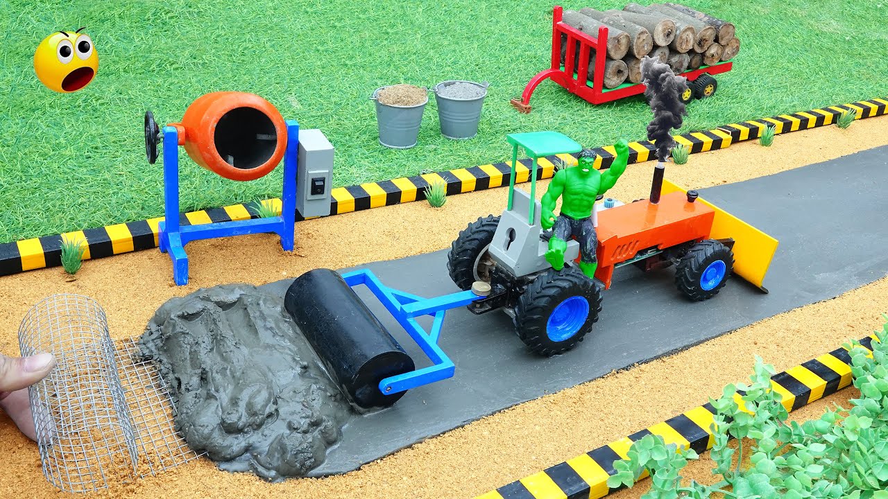 DIY Tractor Mini Truck & Road Roller - Build Modern Concrete Road | Construction Science Project