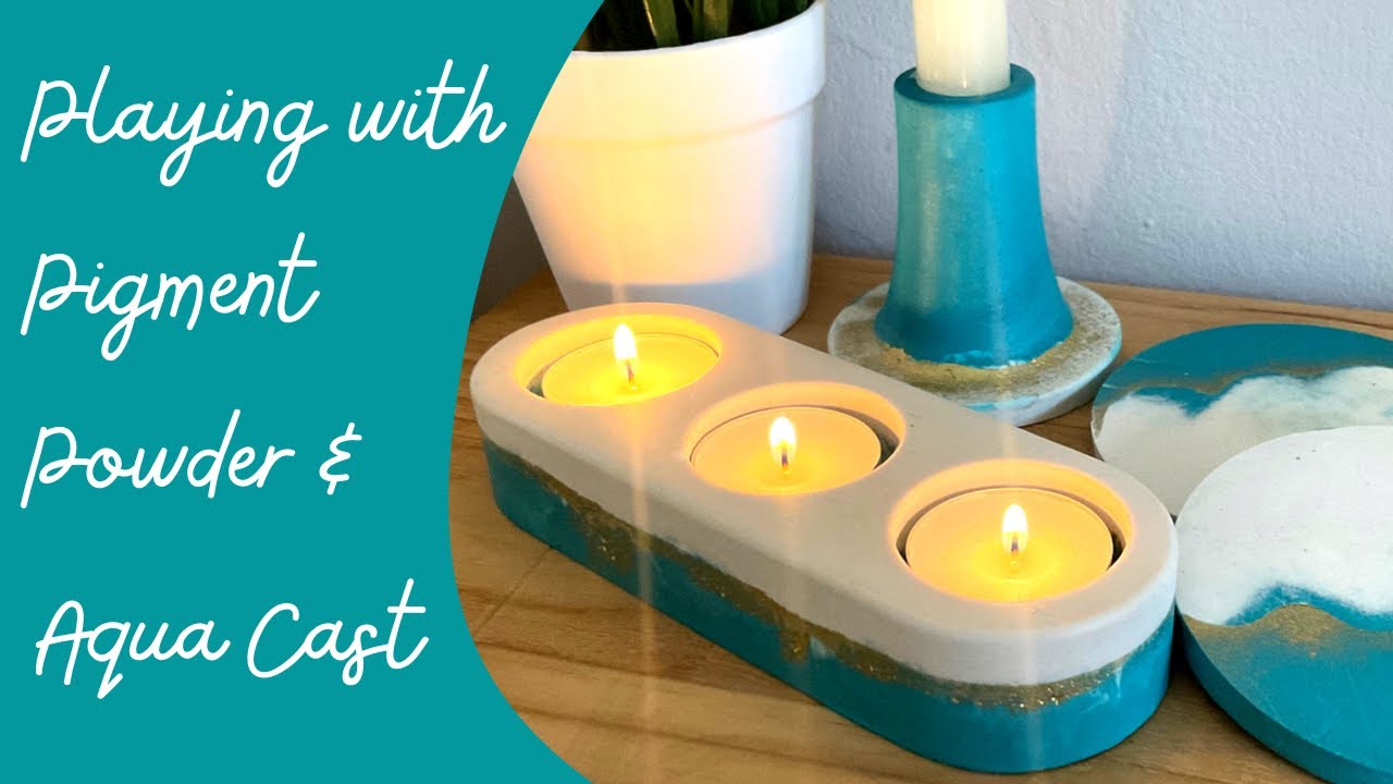 Experimenting with Aqua Cast & Metallic Gold Pigment Powder - Candle Set for Christmas
