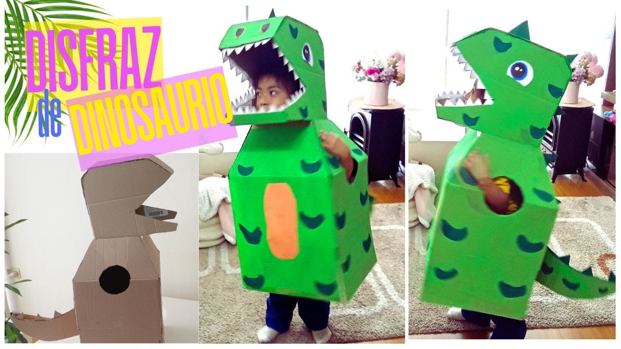COMO HACER UN DISFRAZ DE DINOSAURIO CON CARÓN RECICLADO 🦖 ♻️