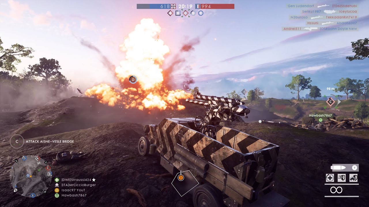 Battlefield 1: Artillery Truck gameplay 51-0 (No Commentary)