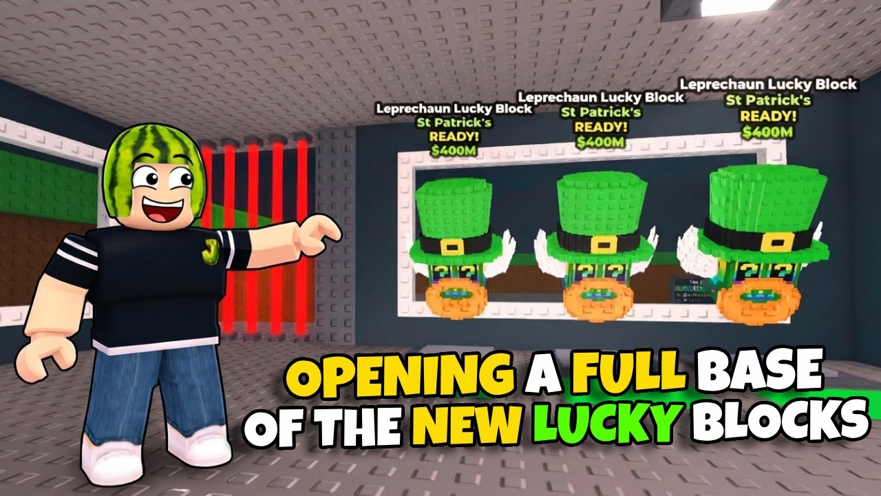 Opening a FULL BASE Of The NEW LEPRECHAUN LUCKY BLOCKS In Steal a Brainrot!