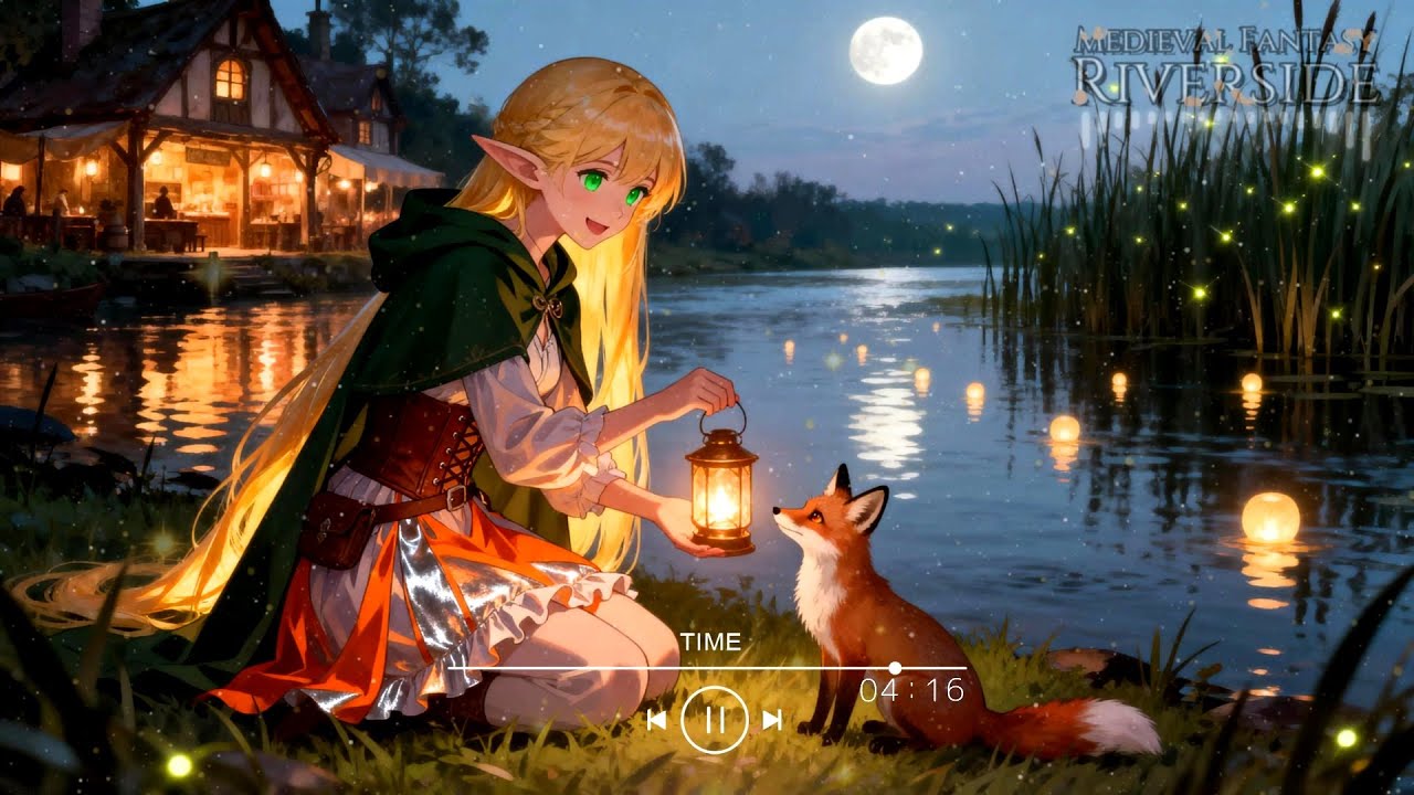 Ale Feast • Calm Night Ambience with Flickering Candles • Medieval Fantasy Riverside