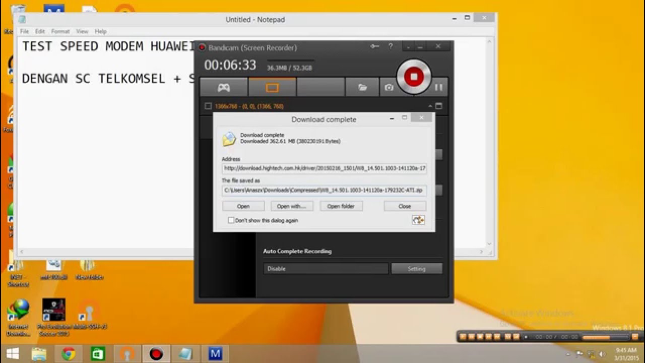 Test speed Modem HUAWEI E3276 4G LTE 150mbps