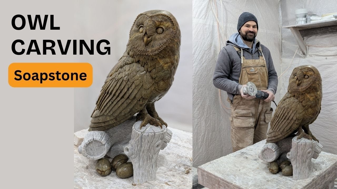 WATCH THIS STONE DISAPPEAR✨Carving a Realistic Barn Owl In Soapstone (Satisfying Art Video)