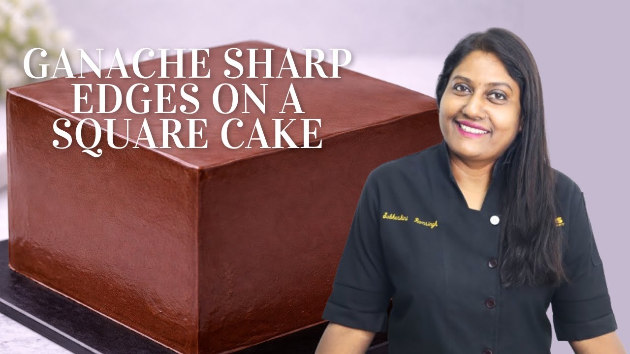 Ganache Sharp Edges On a Square Cake #ganache #squarecake #sharpedges #cakedecorating #fondbites