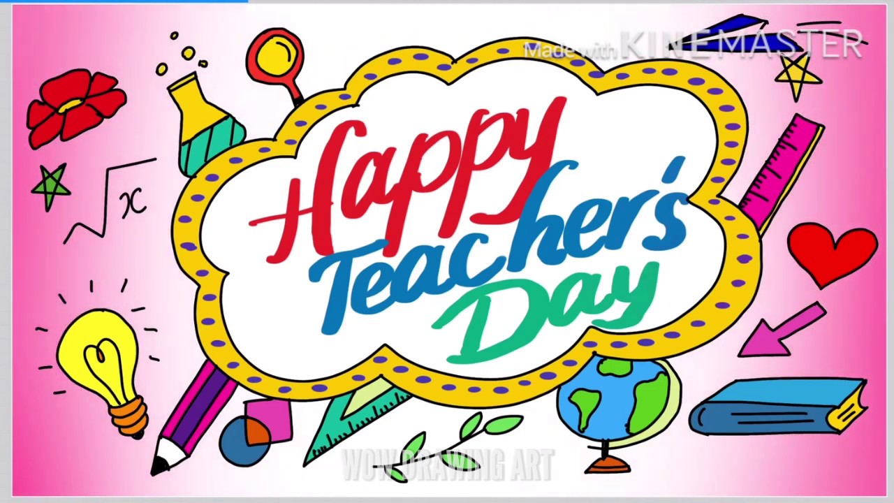 HOW TO DRAW TEACHERS DAY DRAWING FOR KIDS | Step by Step Drawing of Happy Teacher's Day