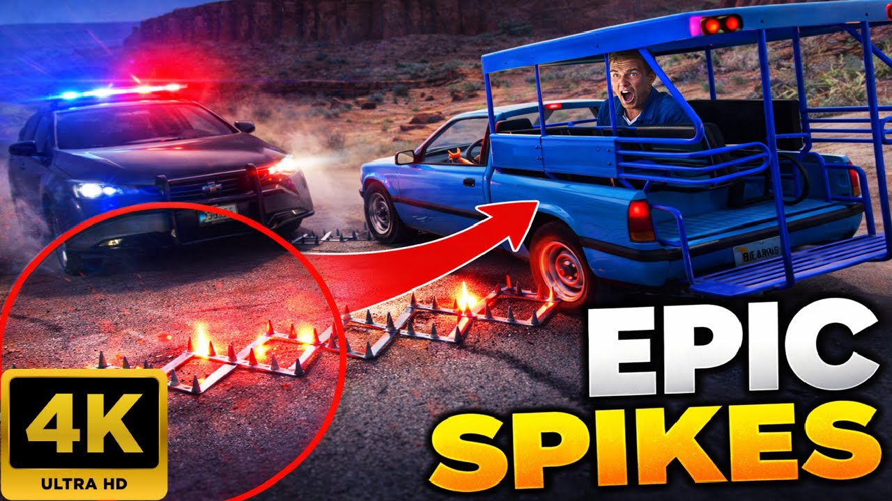 Massive Spike Strip Pileup Car Crashes #48 – BeamNG Drive