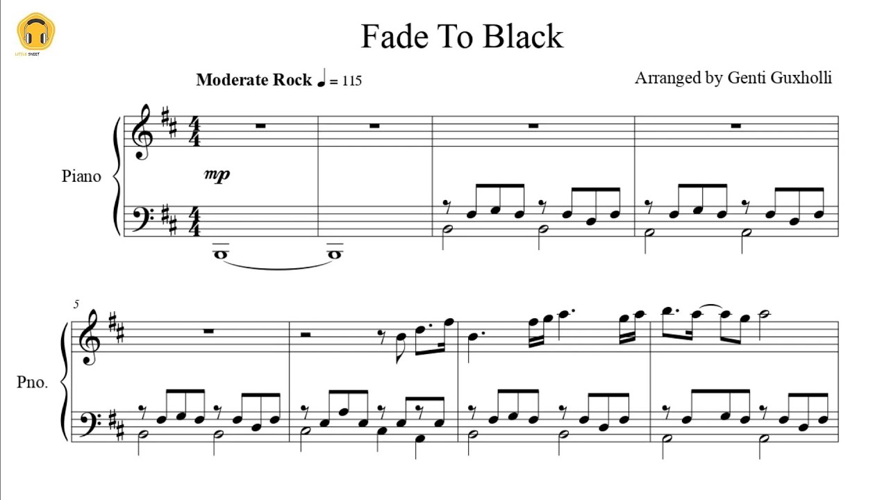 Fade To Black by Metallica (Piano Solo/Sheets)