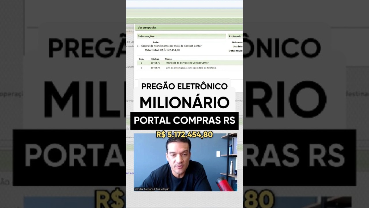 Preg&atilde;o eletr&ocirc;nico milion&aacute;rio: contrato arrematado por R$3.900.000 no Compras RS