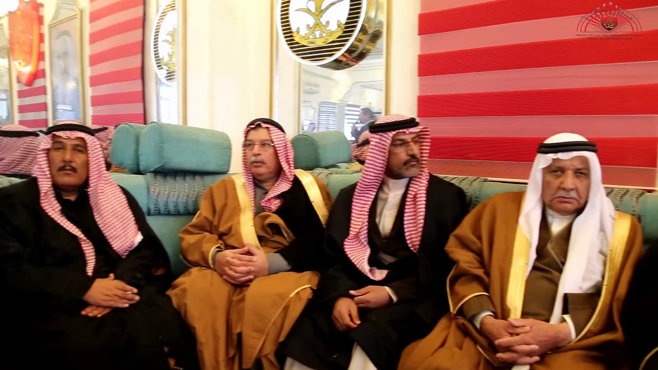 وفد من شيوخ وجهاء العراق يؤدون واجب العزاء بوفاة المرحوم الشيخ احمد الدهام الهادي
