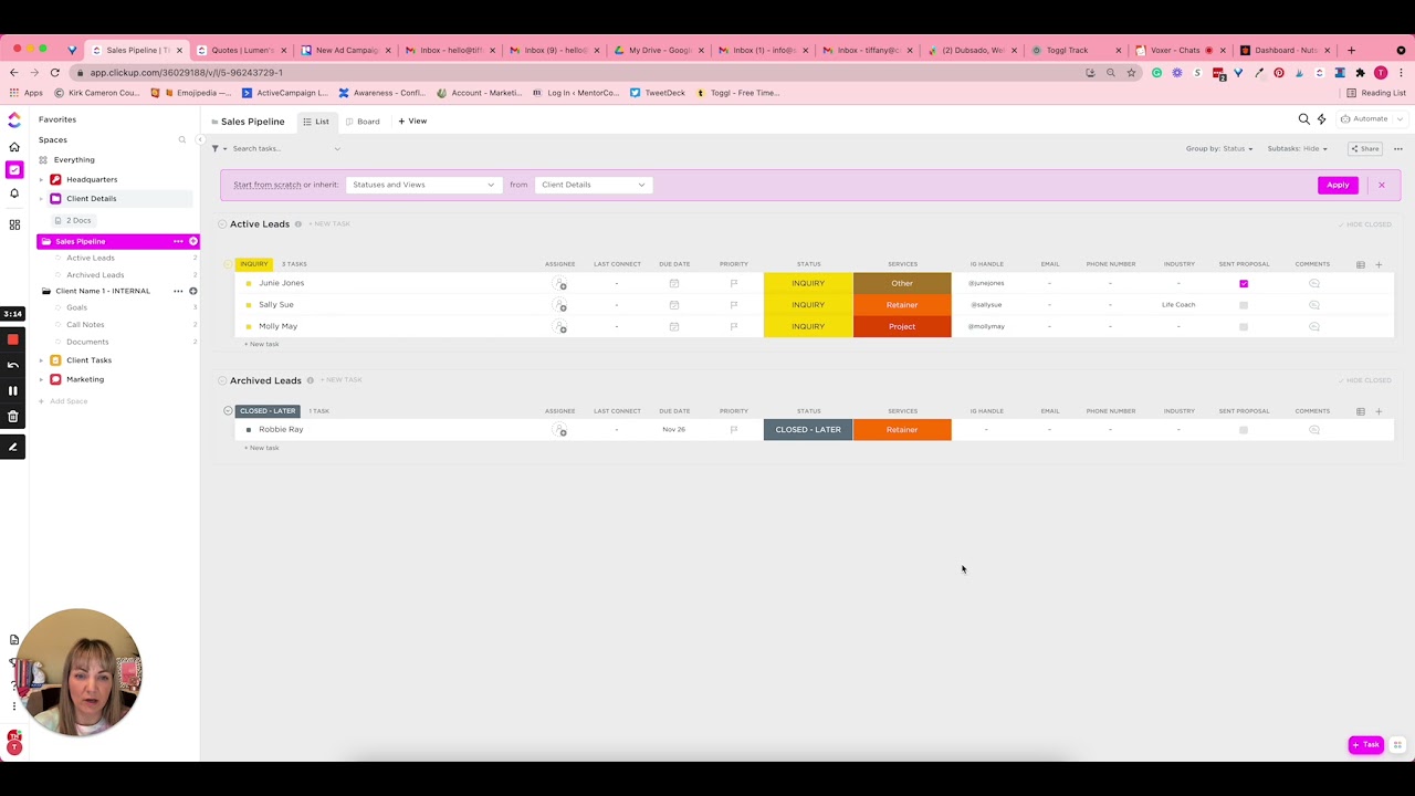 How to organize your pipeline and clients with ClickUp