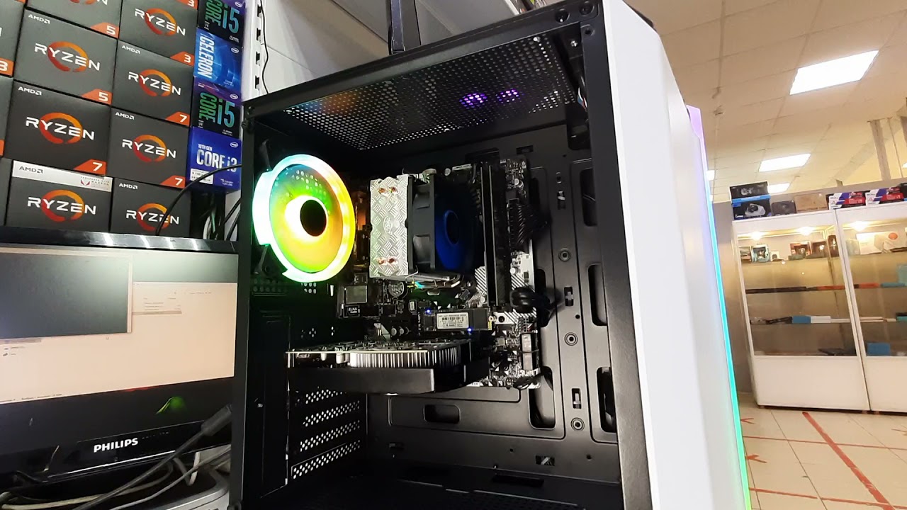 Сборка 3146 _43300₽_ Ryzen5 1400 / b450 / 16Gb / ssd 240Gb m.2 / GTX 1050Ti / 500W / Aerocool Bionic