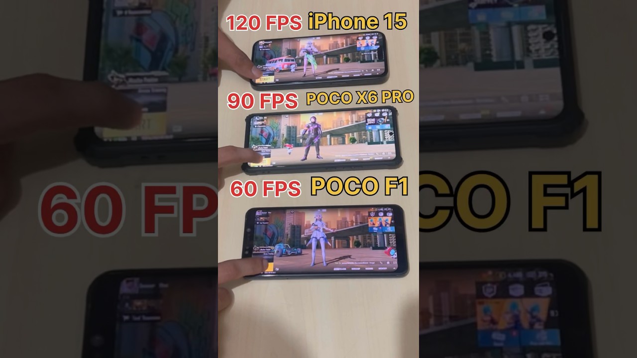 iPHONE 15 PRO😈 Vs POCO X6 PRO💀Vs POCO F1🔥-PUBG TEST #pocox6pro #pubg #shorts #iphone