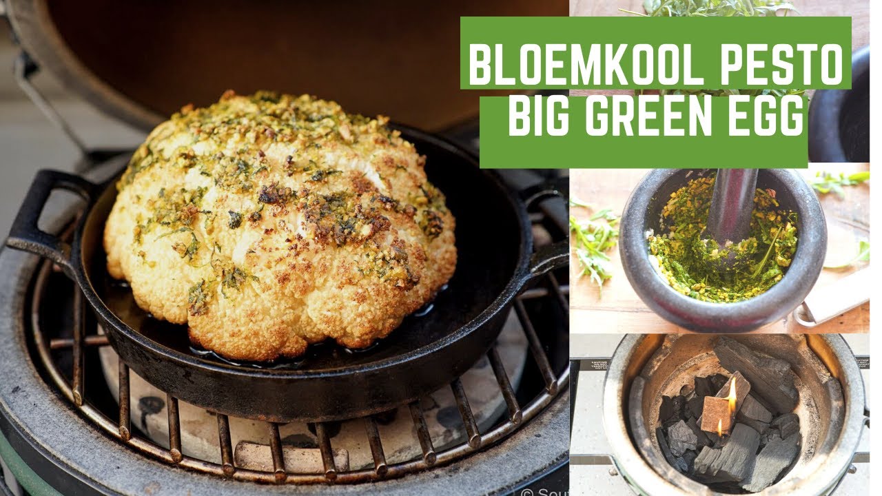 Italiaanse bloemkool met pesto op de Big Green Egg