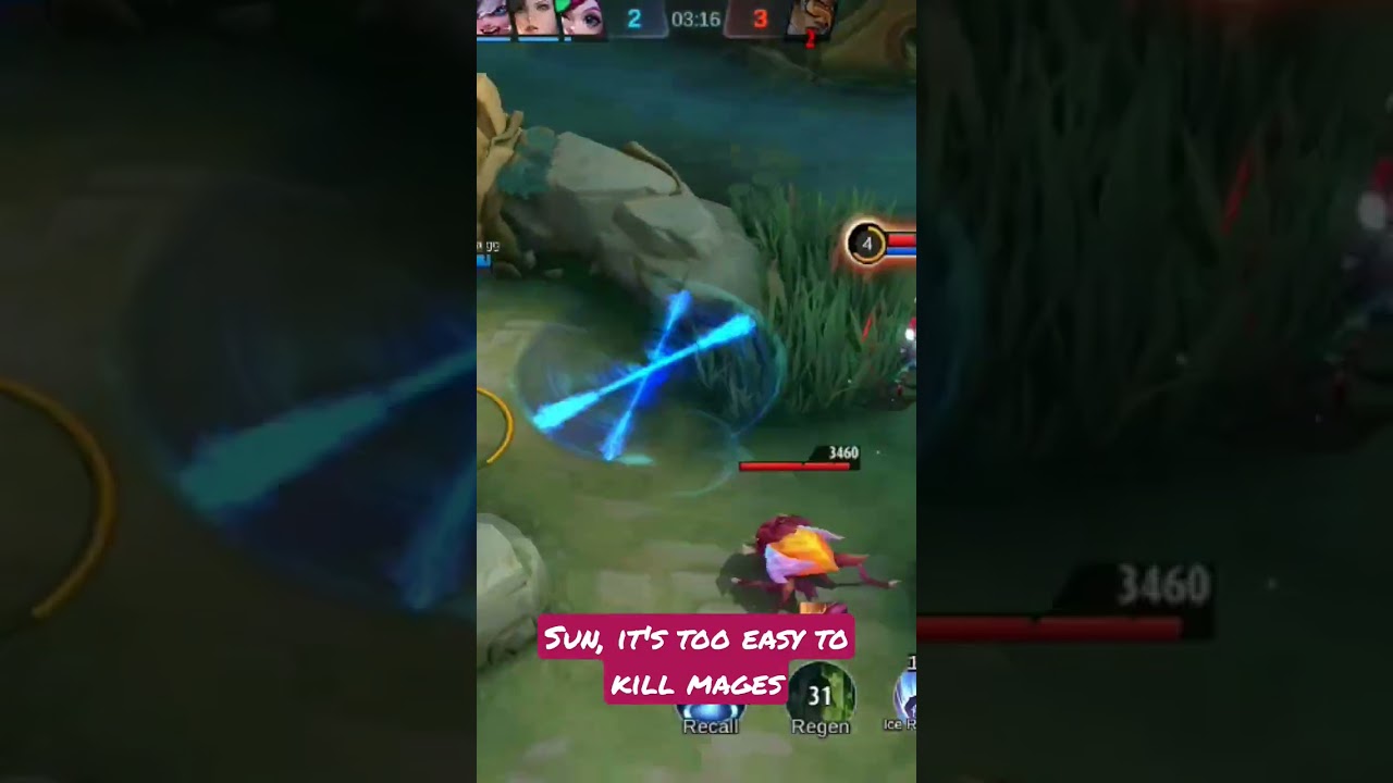 Sun, it's too easy to kill mages #shorts #mobilelegends #sunhyper #sunmobilelegends #sun