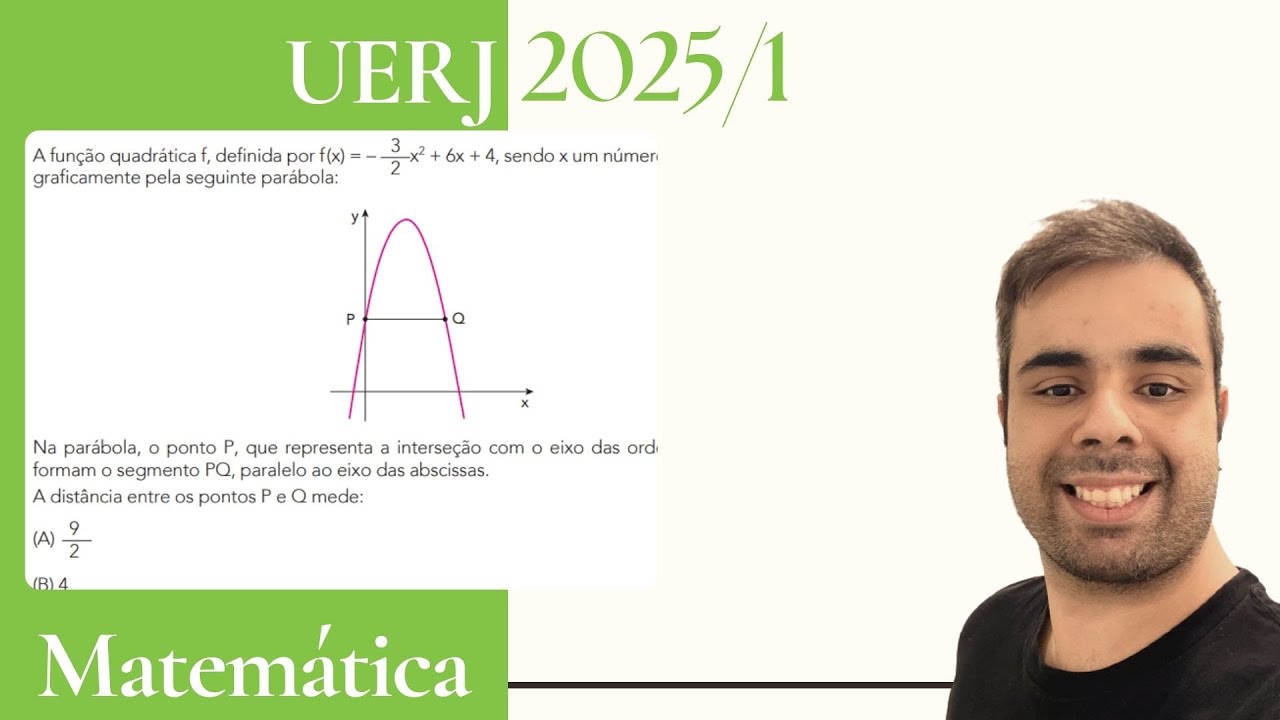 UERJ 2025/1- A função quadrática f definida por f(x) = −3/2 x² + 6x + 4 sendo x um número real é