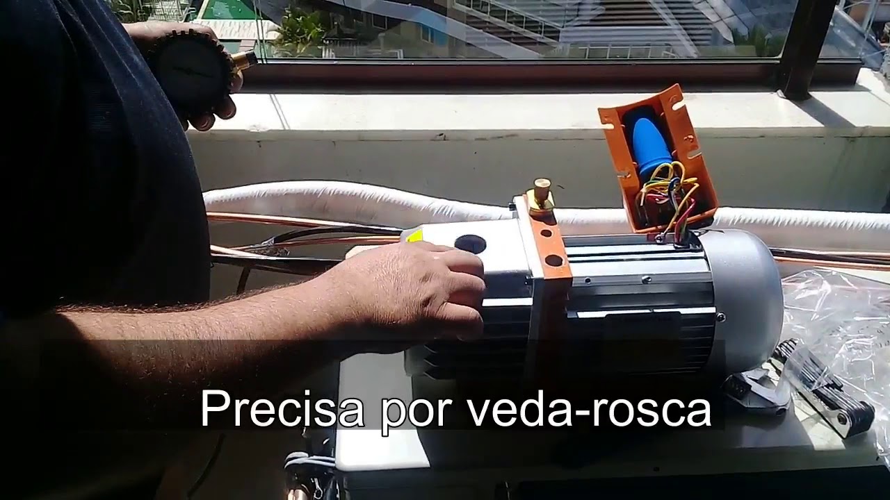 Bomba de vácuo SURYHA como usar o vacuômetro, como por óleo, como montar vídeo aula passo a passo