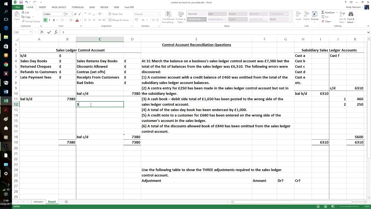 control account reconciliation
