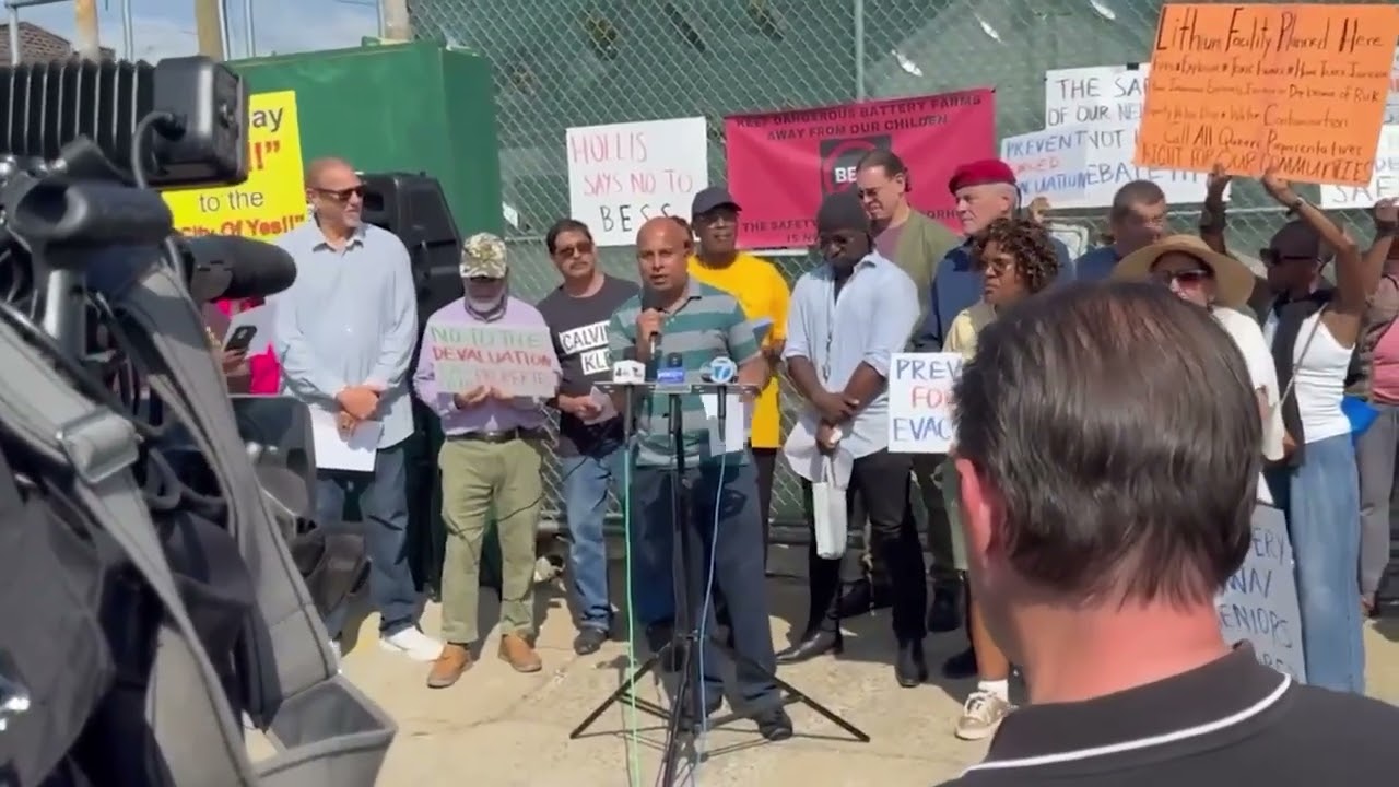 Pres. D'souza Joins Queens Community in Protest against Lithium-ion Battery Farm in Neighborhood