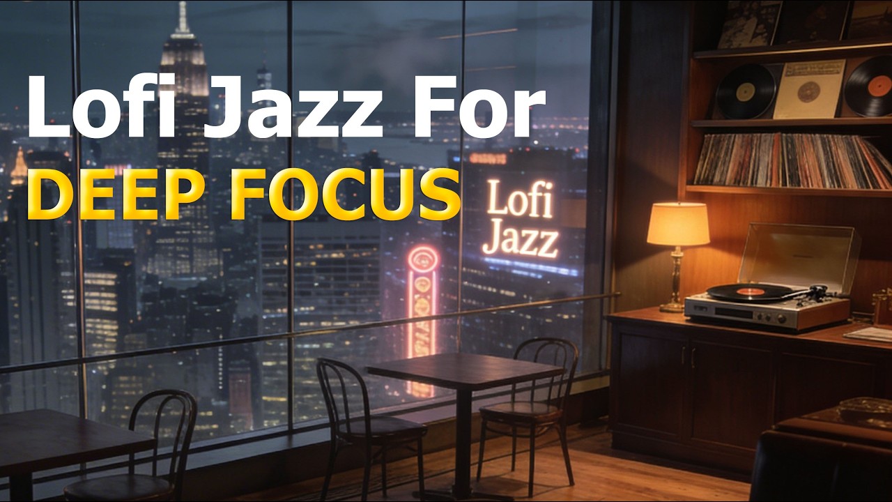 Deep Focus Jazz ☕ 12H LIVE Smooth Lofi Jazz Cafe for Coding, Exam Study & Late Night Productivity