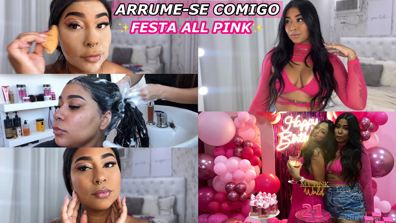 ARRUME-SE COMIGO para uma FESTA ALL PINK| Make| Look| Cabelo ✨🩷 #Laistododia