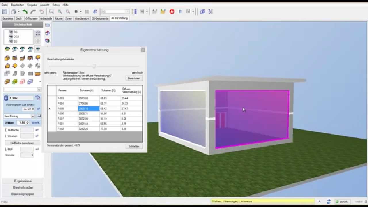 K&uuml;hllast 3D PLUS / HottCAD  -  Eigen- und Horizontverschattung