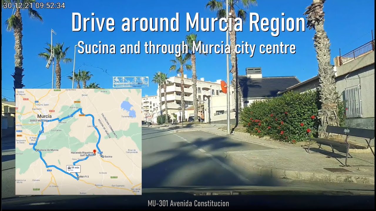 Drive from Sucina through Murcia CBD and back via the A-30 in Spain