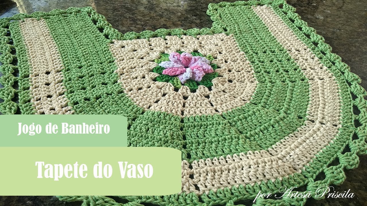 Jogo de Banheiro Flor Catavento - Tapete do Vaso - Crochê - PAP 3/3
