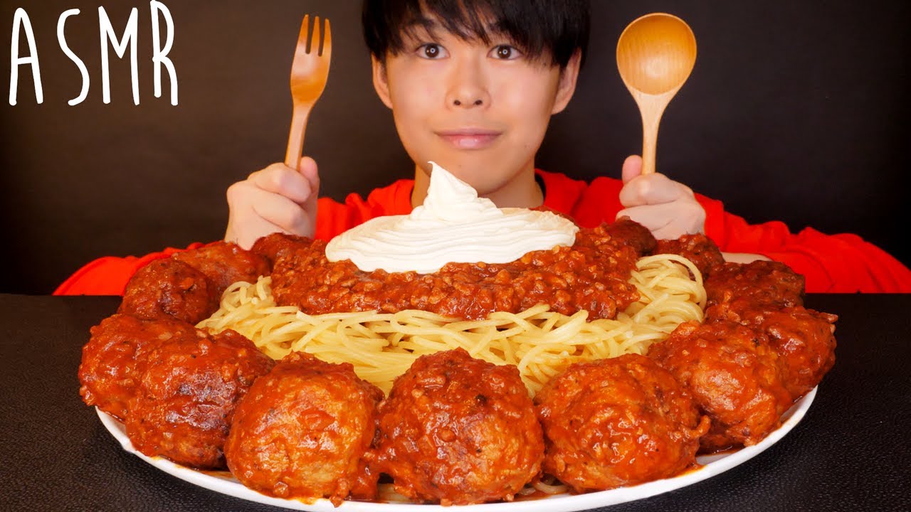 ASMR どでかミートボールパスタ MASSIVE Spaghetti and Meatballs EATING SOUNDS | 咀嚼音 | MUKBANG | 먹방 | COOKING