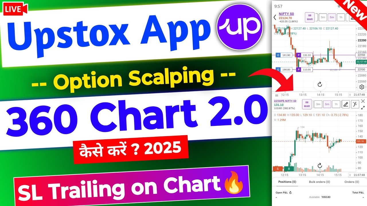 Upstox new 360 2.0 Chart Update😍| Upstox 360 Chart Option Scalping Live Demo | 360 Chart SL Trailing