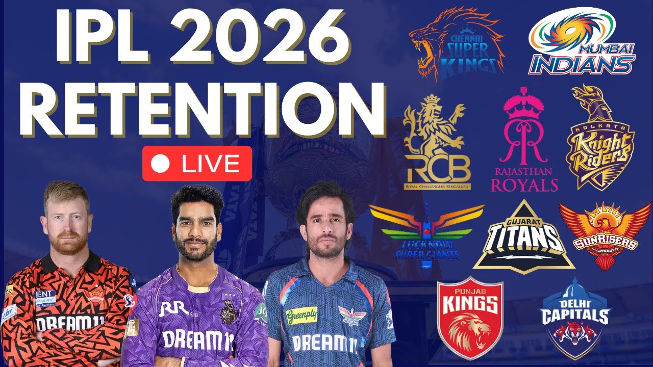 IPL Retentions Live: IPL 2026 Retention Live | IPL Retention Live | IPL 2026 Live; CSK; MI; RCB; KKR