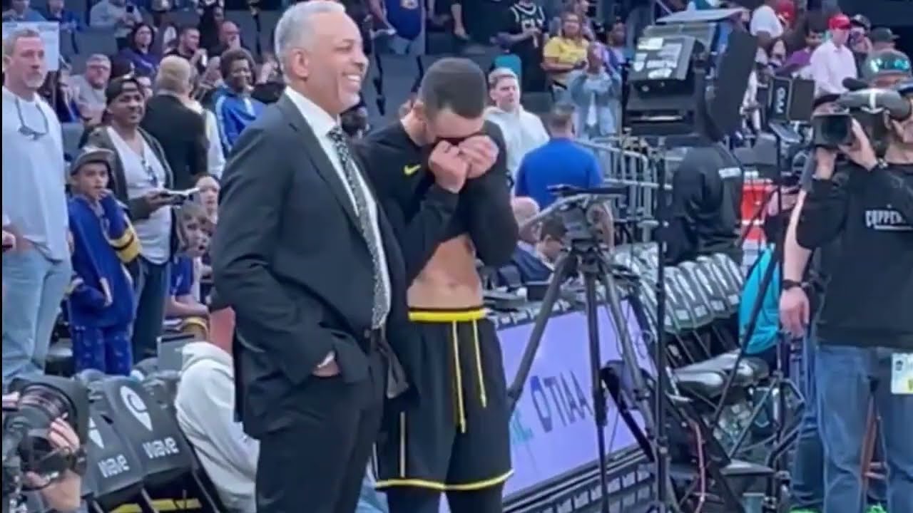 STEPHEN CURRY CATCHING UP WITH HIS FATHER DELL CURRY BEFORE TONIGHTS GAME VS HORNETS IN CHARLOTTE