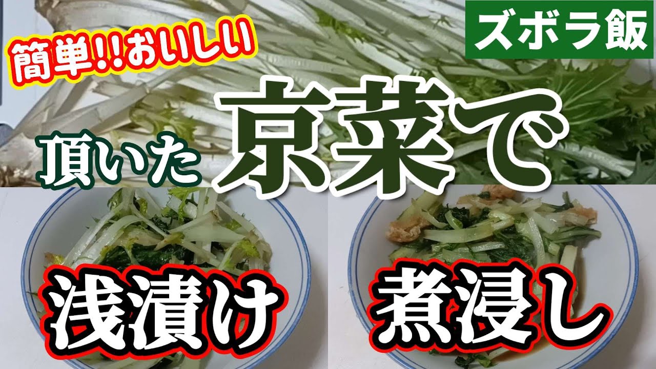 【ズボラ飯】京菜を頂いたので浅漬けと煮浸しにしました