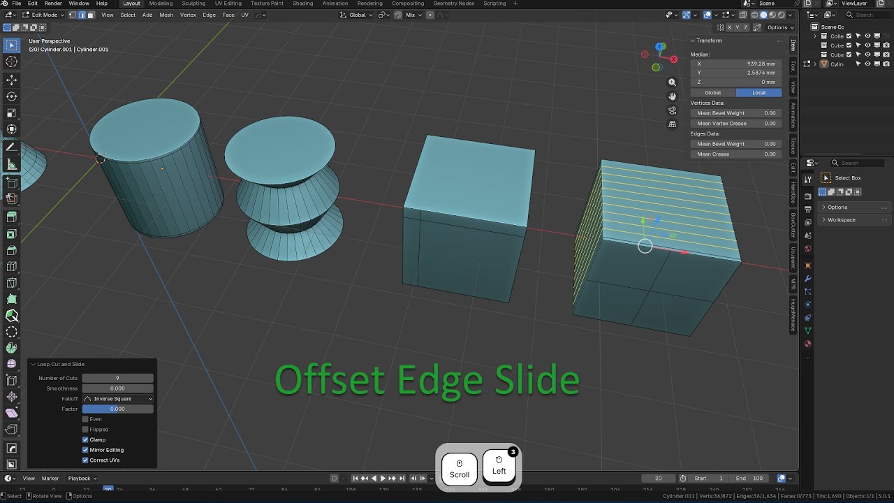 38. Offset Edge Slide feature in Blender. Shortcut is ctrl + shift + R. Enjoy Blender!