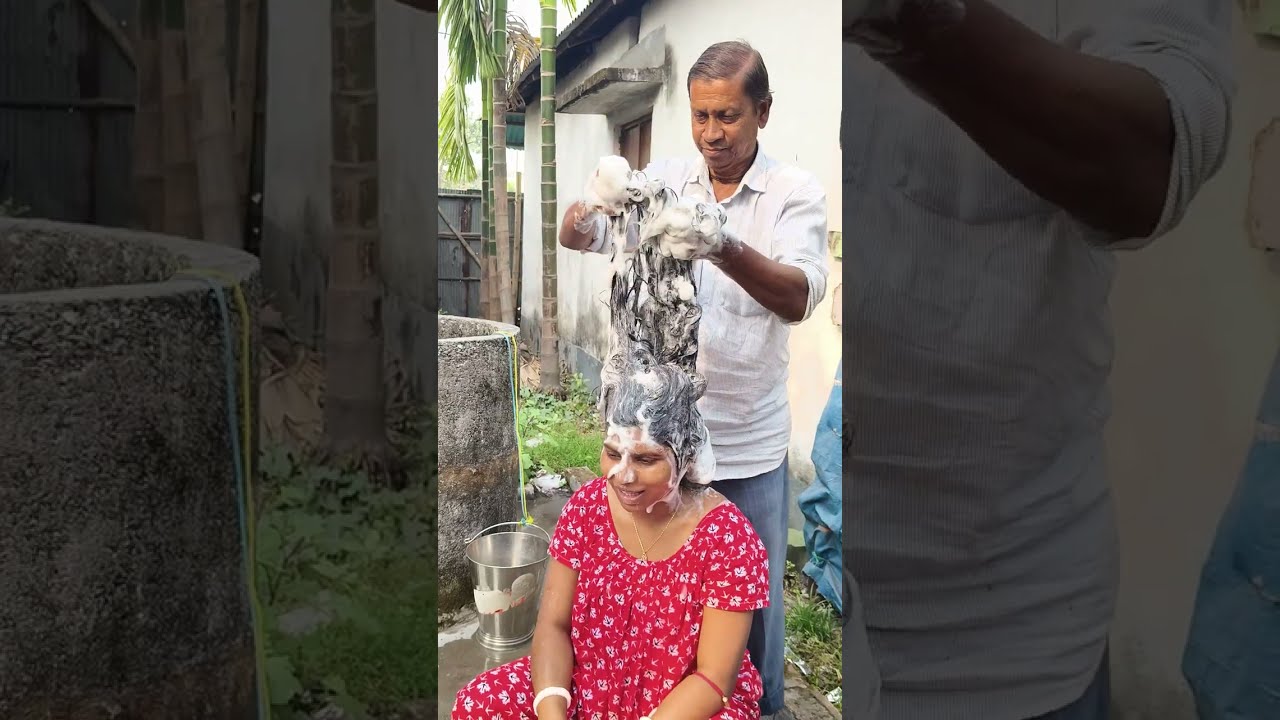 Long hair wash by old men  😜