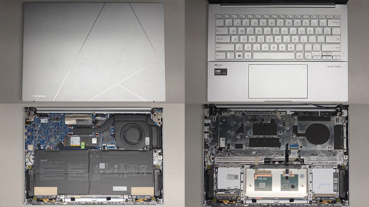 ASUS ZenBook 14 UX3405M Disassembly SSD Hard Drive Upgrade Battery Hinge Cover Replacement Repair