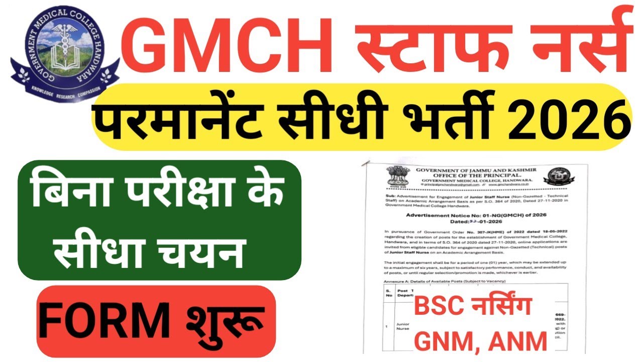 GMCH STAFF NURSE PERMANENT DIRECT VACANCY FORM START 2026