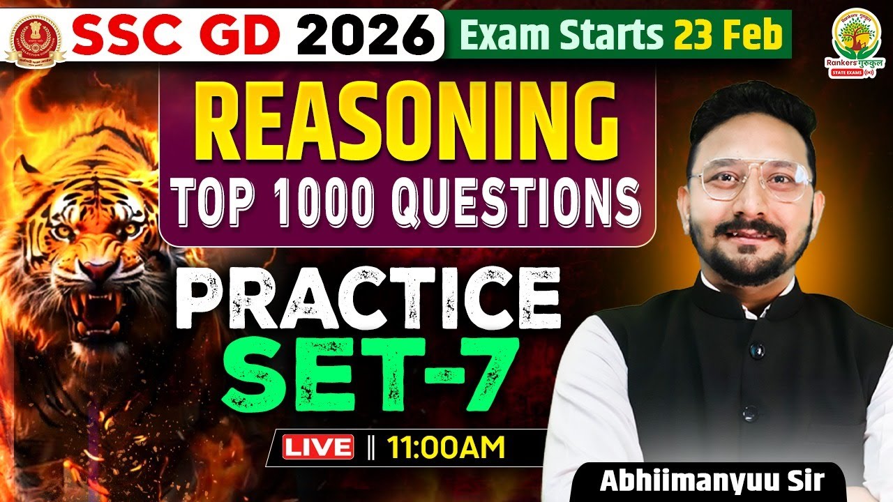 SSC GD 2026 | Reasoning | Top 1000 Questions | Practice Set - 7 | Abhimanyu Sir