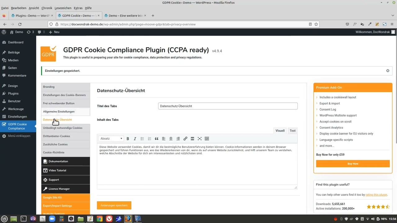 Kostenfreies, DSGVO-konformes Cookie Banner: GDPR Cookie Compliance