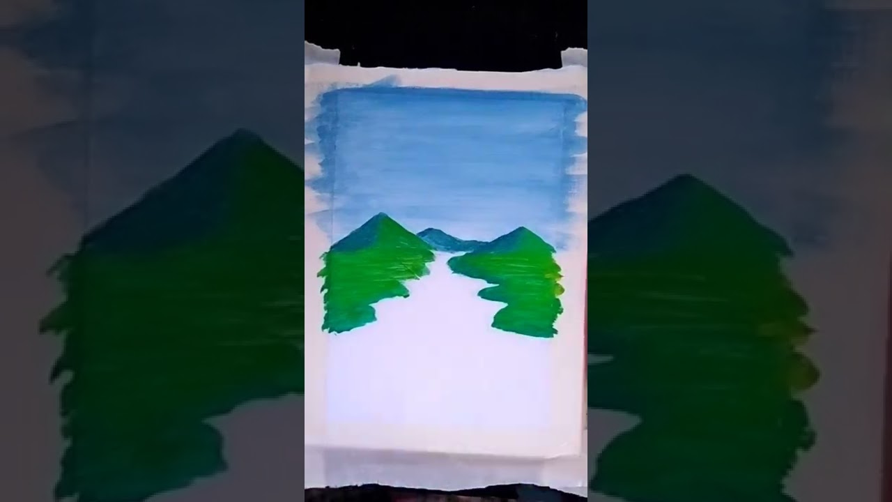 How to draw mountain lake scenery easy |mountain lake scenery drawing|#short #easy#for beginners