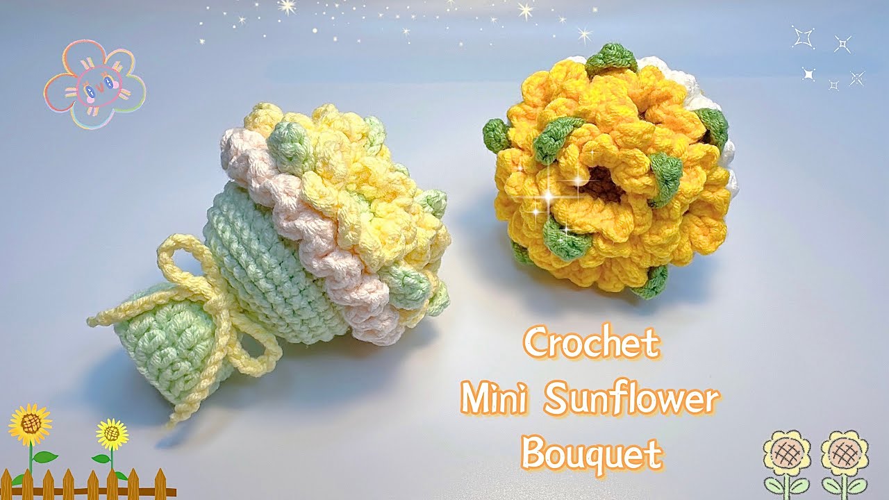 Crochet Mini Sunflower Bouquet 🌻| Crochet Gift Ideas | Móc Bó Hoa Hướng Dương Mini