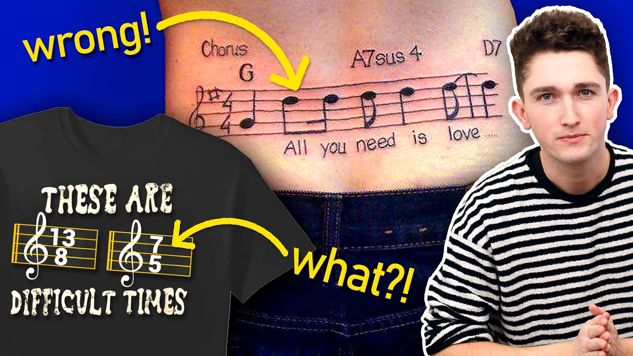 Reviewing bad music notation tattoos and products