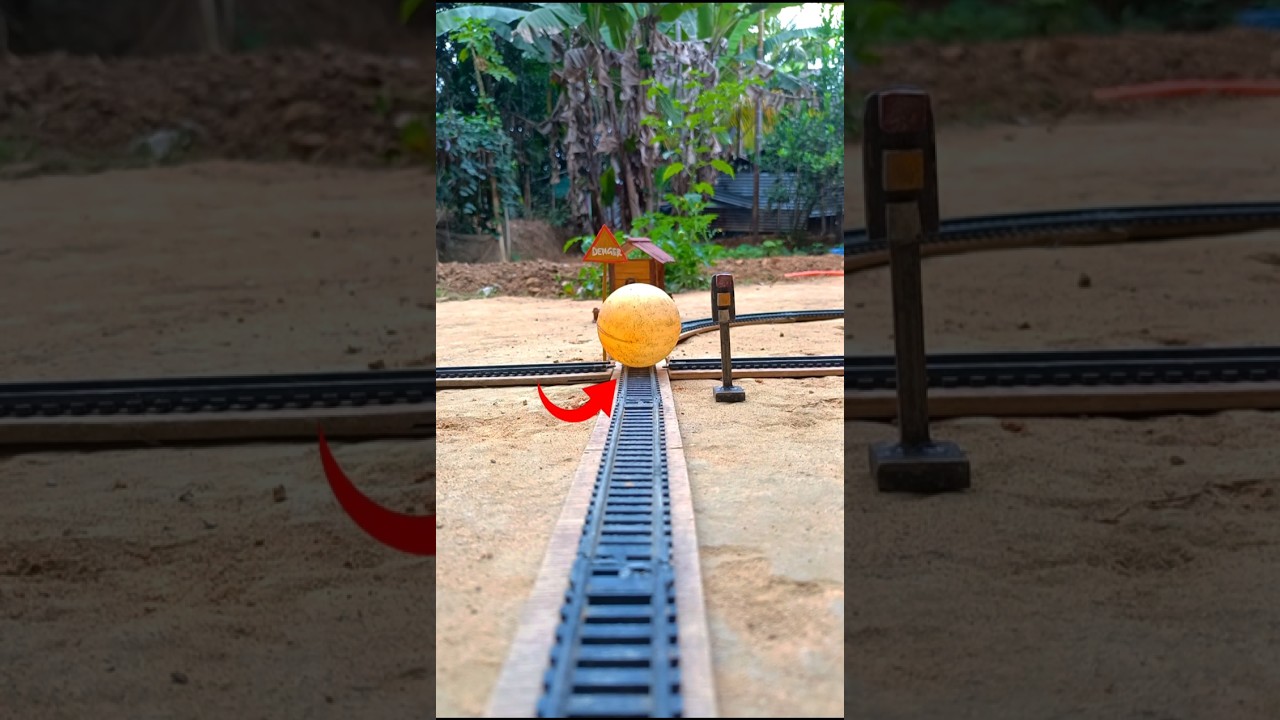 Mini Train vs Giant Ball on Track 😲🔥