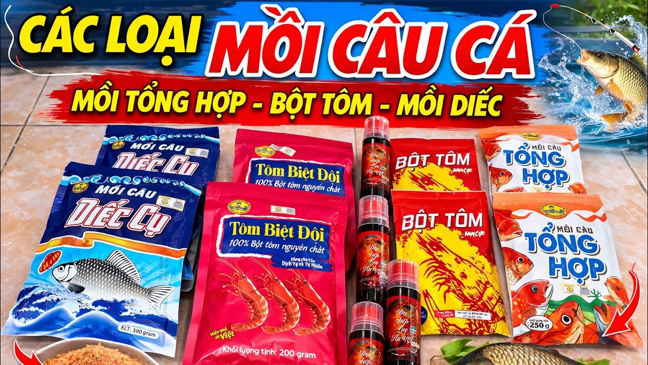 Các Loại Mồi Câu Cá Cực Nhạy | Mồi Diếc Cụ – Bột Tôm – Mồi Tổng Hợp Dễ Dính Cá