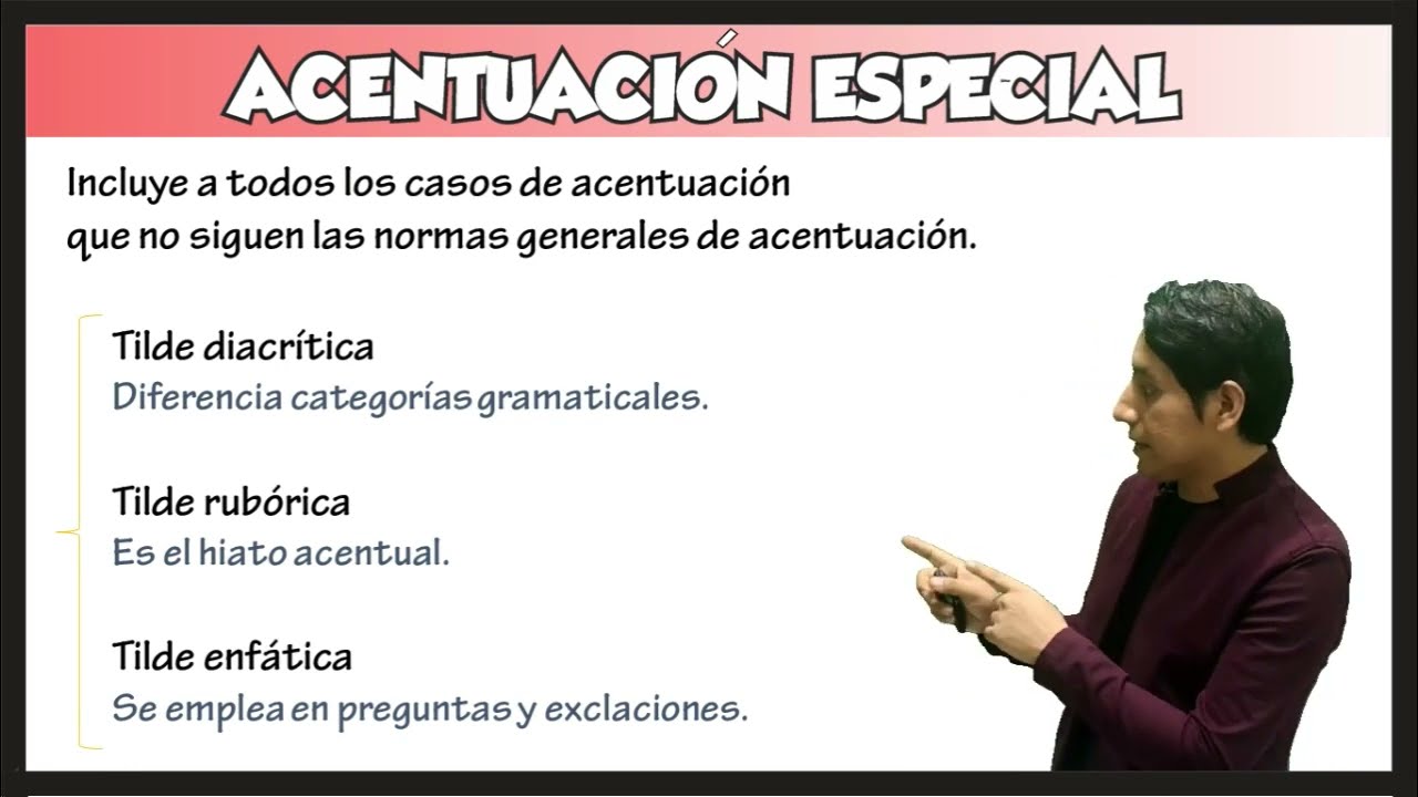 Acentuación especial: Tilde diacrítica, tilde rubórica y tilde enfática.