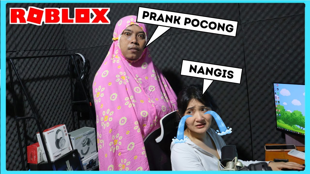 Aku Prank Adiku Di Dunia Nyata Jadi Pocong Saat Main Game Roblox ft @Shasyaalala