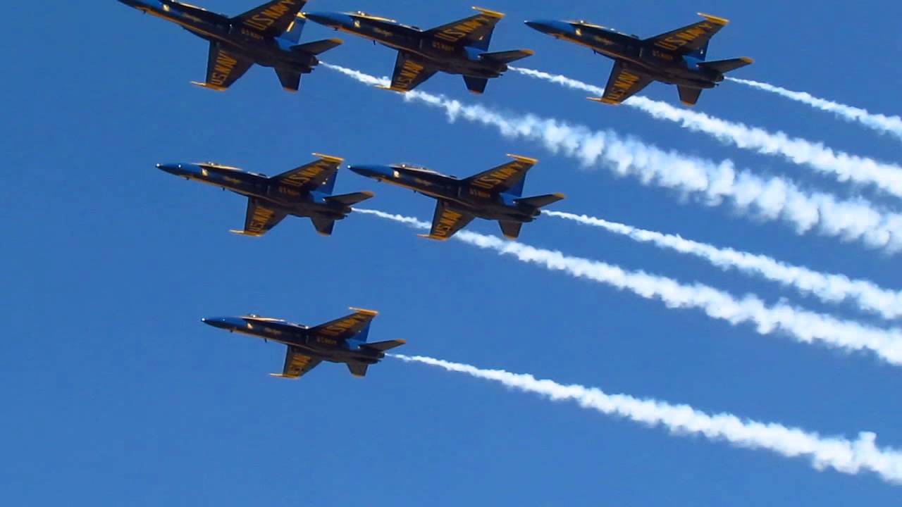 United States Navy Blue Angels Perform A Delta Pitch Up Carrier Break To Land At KHIO